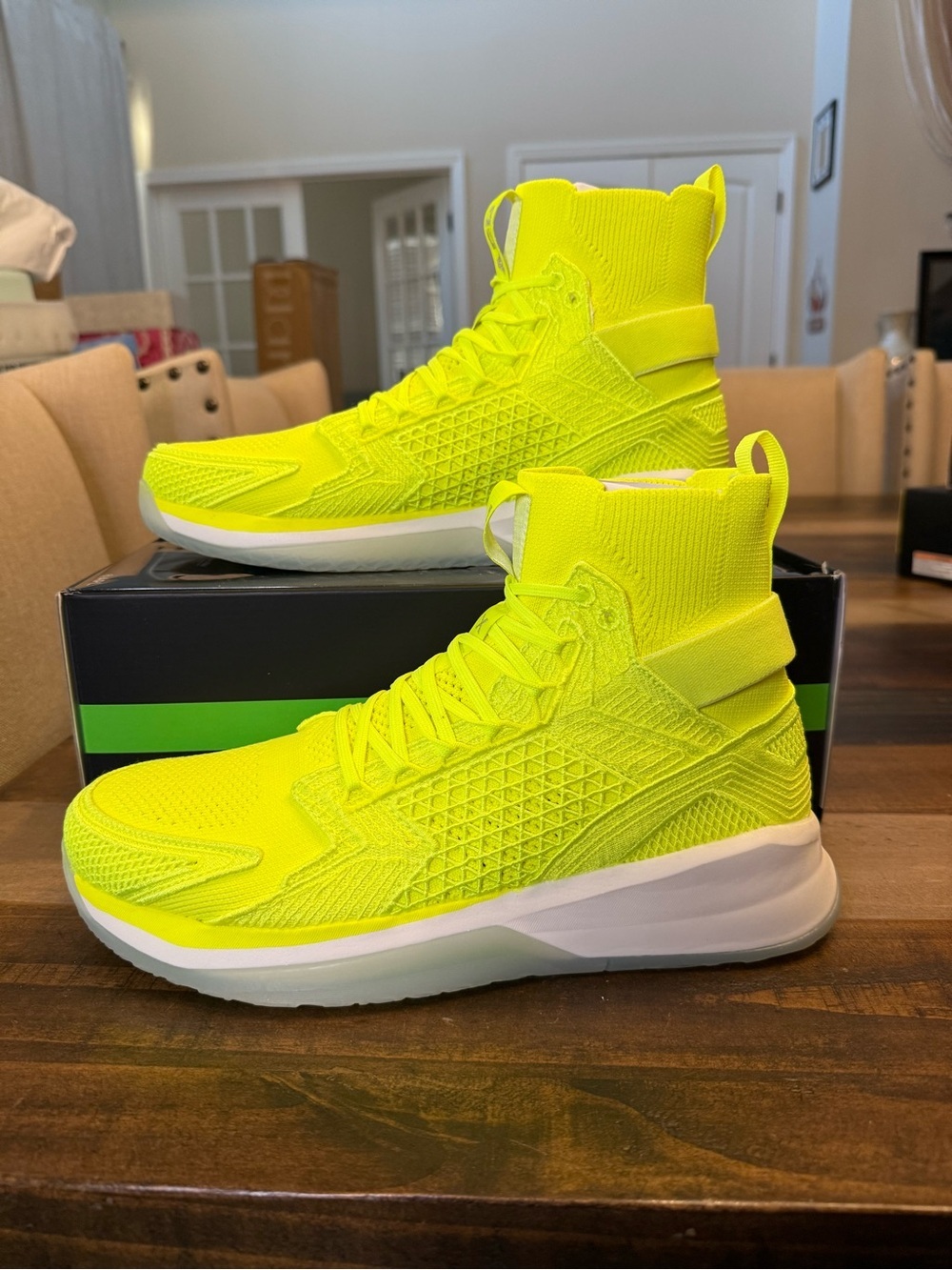 APL Concept X High-Top Neon Yellow Knit Sneakers
